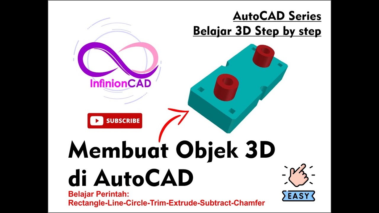 Belajar AutoCAD: Gambar 3 Dimensi di AutoCAD | Part 1 Membuat objek 2 ...
