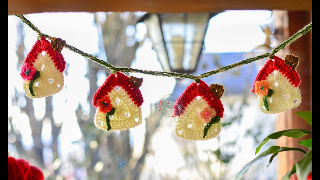 Гирлянда из домиков (Пошагово крючком)
