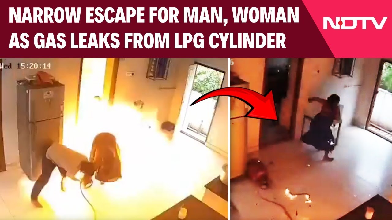 LPG Gas Explosion | Narrow Escape For Man, Woman As Gas Leaks From LPG  Cylinder