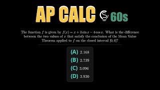 2025 AP Calc AB MCQ Question 89 - Mean Value Theorem Difference 2025 AP Calc AB MCQ Question 89 - Mean Value Theorem Difference