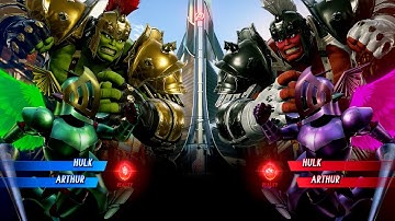 GLADIATOR HULK & GREEN ARTHUR VS WHITE GLADIATOR HULK & PINK ARTHUR - Marvel vs Capcom Infinite