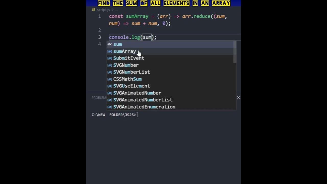 Sum of Array Elements in 30 Seconds! ⚡ | #Shorts #coding #theroxycoder ...