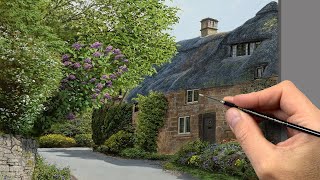 Painting a Country Cottage with oils! | Time lapse