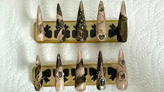Decadent Black Gold Cat Eye Nails