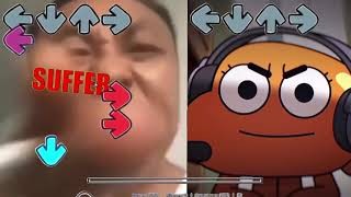 Darwin vs Angry Asian Man in Friday Night Funkin | #fnf | fridaynightfunkin | Gumball