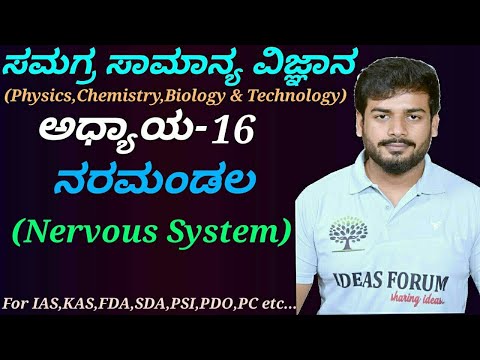 Complete General Science-Biology|C-16 Nervous System in Kannada by Sanjaykumar H P.