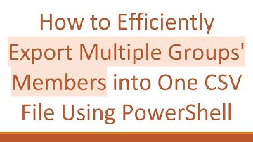 How to Efficiently Export Multiple Groups