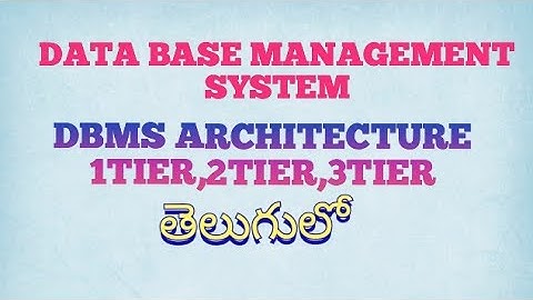 DBMS ARCHITECTURE 1TIER,2TIER,3TIER IN DATA BASE MANAGEMENT SYSTEM IN TELUGU WITH EXAMPLE