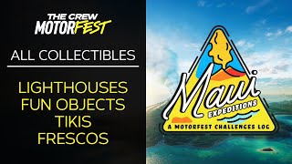The Crew Motorfest - Maui Expeditions All Collectibles (Lighthouses, Fun Objects, Tikis, Frescos)
