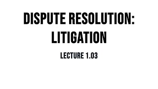 103 Dispute resolution Litigation