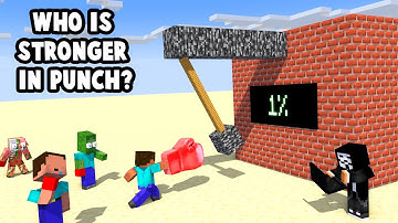 Monsters & Herobrine : WHO IS STRONGER IN PUNCH TEST? - Minecraft Animation