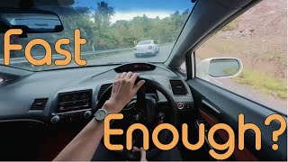 Honda Civic Type R FD2 Chasing Bentley Continental GT SuperSport in The Mountains. POV Fast Driving