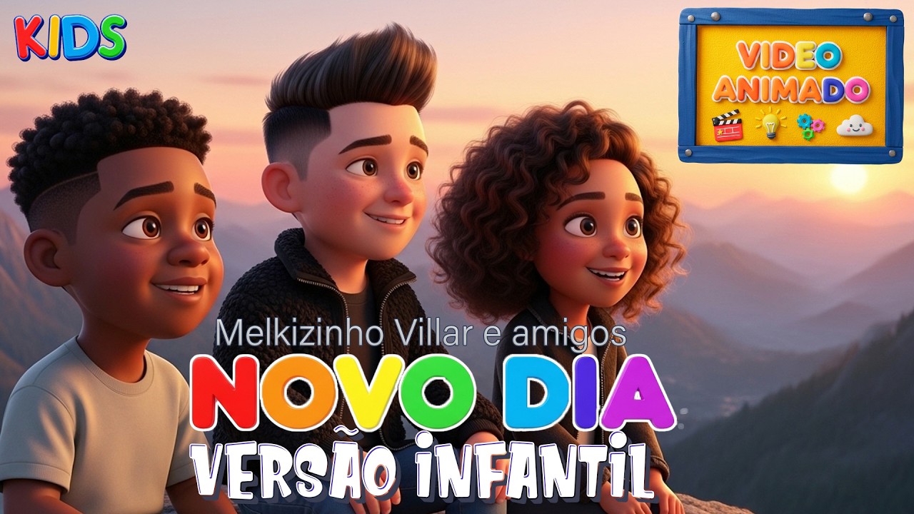 NOVO DIA numa VERSÃO INFANTIL | GET WORSHIP | com MELKINHO VILAR, VINI e AMIGOS em VIDEO ANIMADO