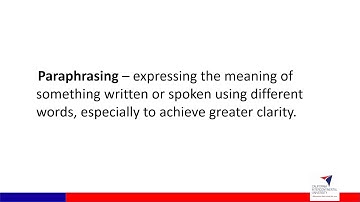 Paraphrasing, Summarizing and Quoting.