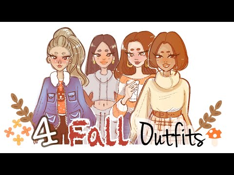 #HOWTODRAW 🍂4 Fall Outfits 2020 🍂 🌰🐿 Drawing Clothing with me