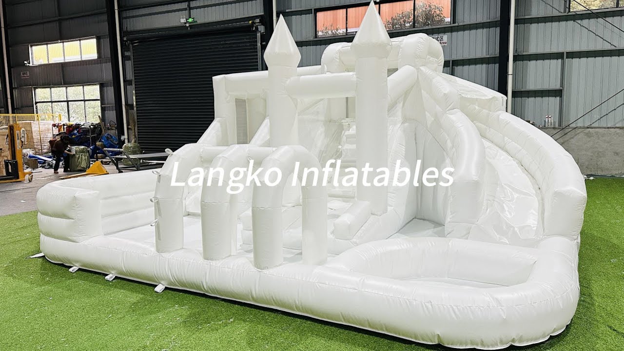 Inflatables Tobogan Inflable Bouncy House Castle with Slide White Jumping Castle