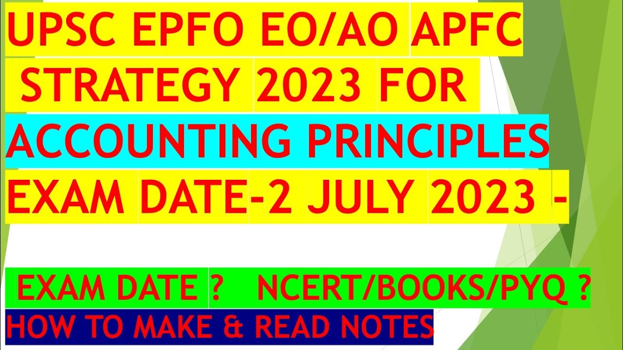 UPSC EPFO 2023 Strategy & Notes For Accounting Principles UPSC EPFO