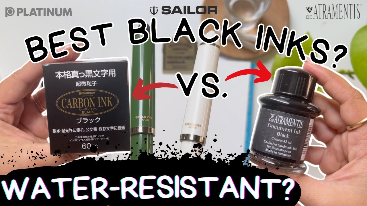 🖋️ 💦PLATINUM CARBON INK vs. DE ATRAMENTIS INK BLACK WATERRESISTANT