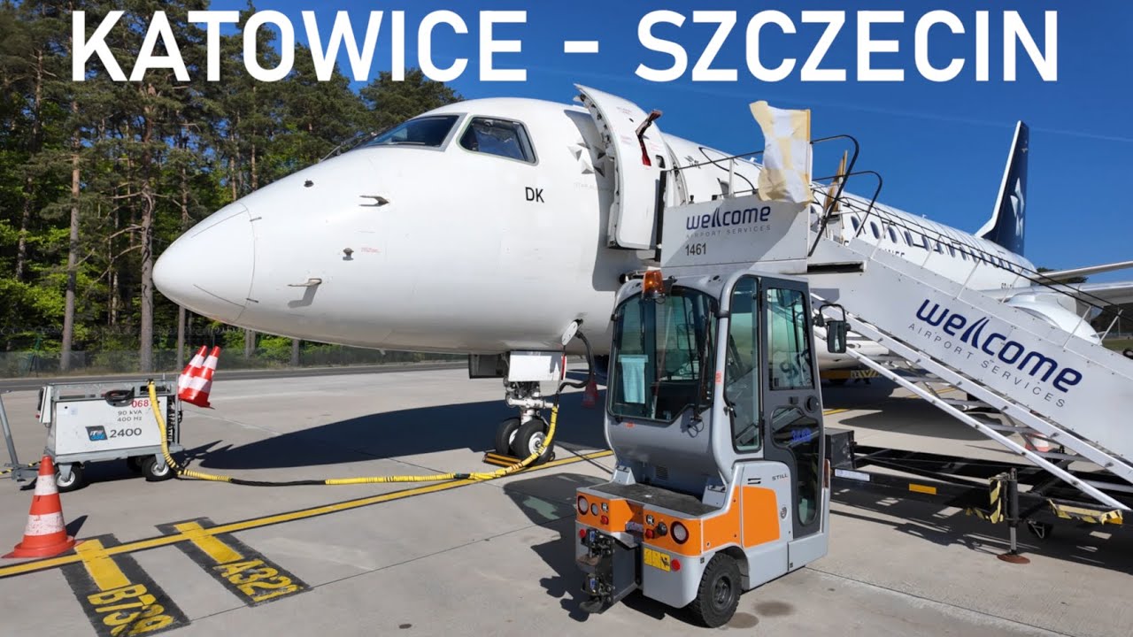 Poleciałem z Katowic do Szczecina LOT-em przez Warszawę | Trip report Embraer