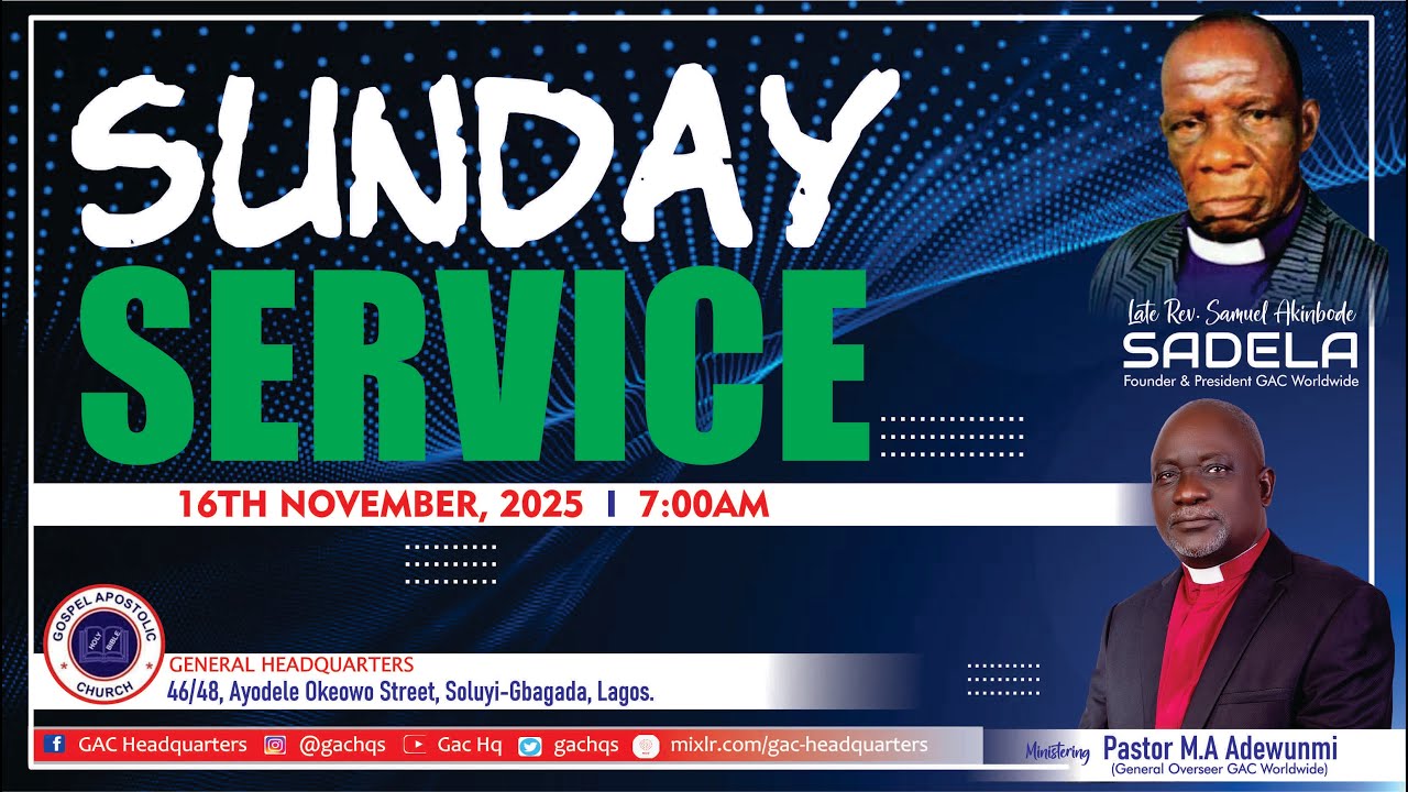 SUNDAY SERVICE | TOPIC: God Will Remember His Covenant Because Of Your.... | 16th November, 2025.