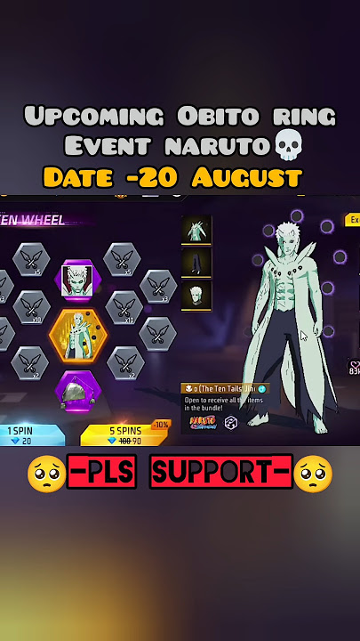 Upcoming Naruto Obito bundle Ring event😮‍💨!!#obitouchiha #naruto #ffshorts