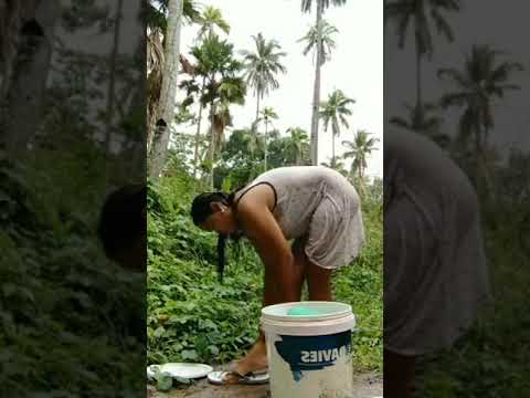 challenge no bra no panties cewek mandi di kebun belakang rumah