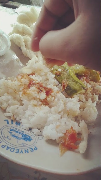 mangan Sambel  terong mbek iwak  asin , krupok