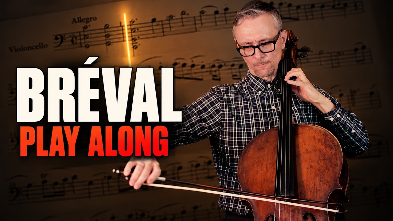 Bréval Sonata in C Major, Mov. 1 | Suzuki Cello Book 4 | Slow Play Along with Moving Sheet Music
