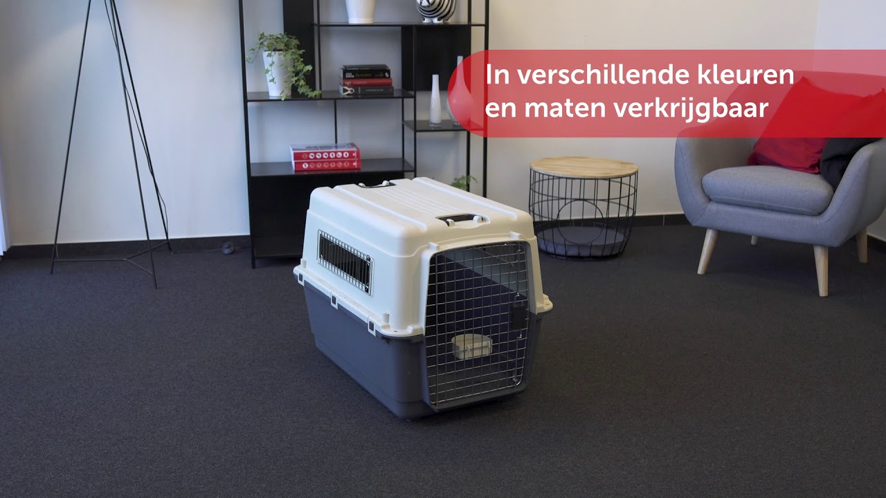 Kerbl Pet Expedion, transportbox voor kleine huisdieren, katten, honden, konijnen tot 10 kg, van kunststof, 45 x 30 x 30 cm, taupe, crème