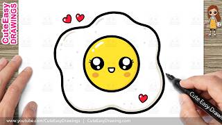 how draw cute funny poached egg easy step step kawaii egg