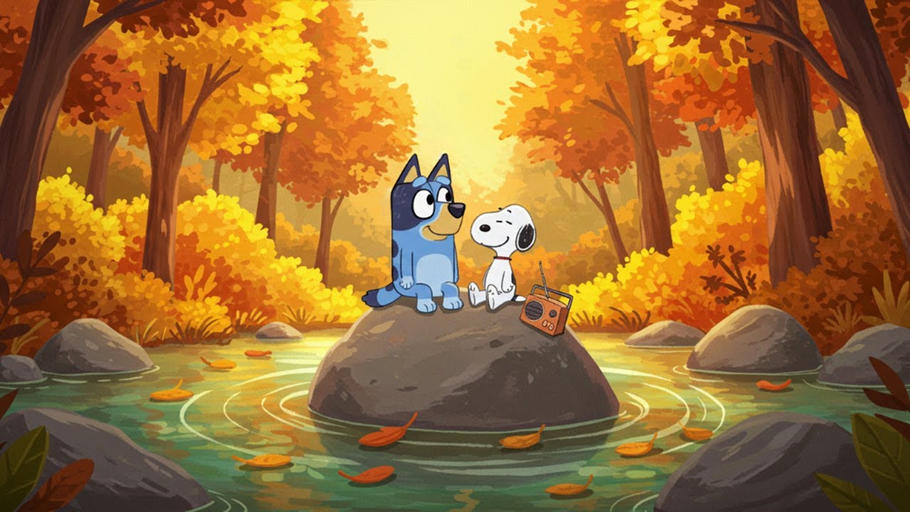 Snoopy Bluey Autumn River Jazz 🍂 Peaceful Fall Music for Study, Work ...