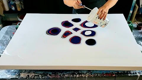 BIG Canvas Puddle Pour with Pearl Cells / Inspiration by Bonnie Keane / Acrylic Pouring / Fluid Art