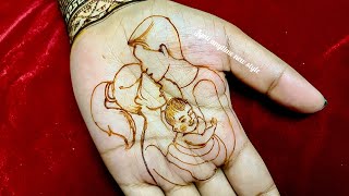 Lovely family mehandi\/ MAA papa \& son mehandi | baby Shower Mehandi Design | mehndi design