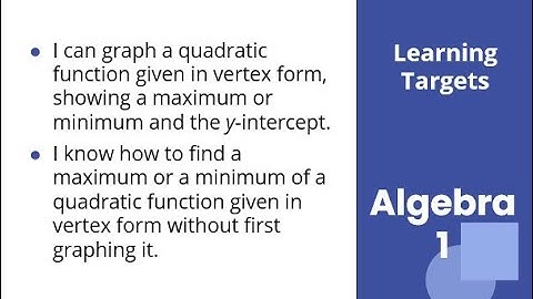 Algebra 1 Unit 7 Lesson 16 Graphing from the Vertex Form