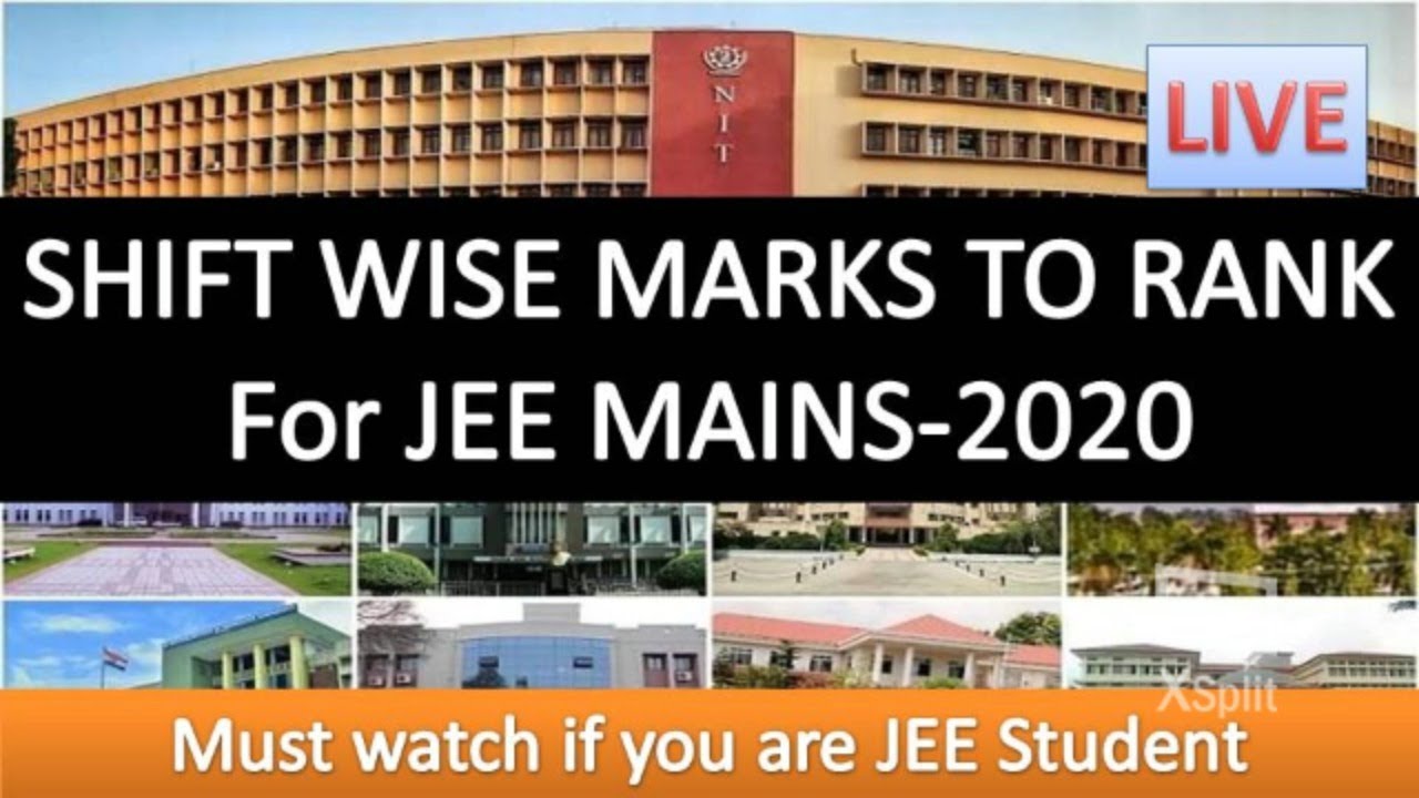 LIVE JEE MAINS-2020 Marks vs Rank