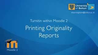 Turnitin with Moodle 2 - Printing an Originality Report