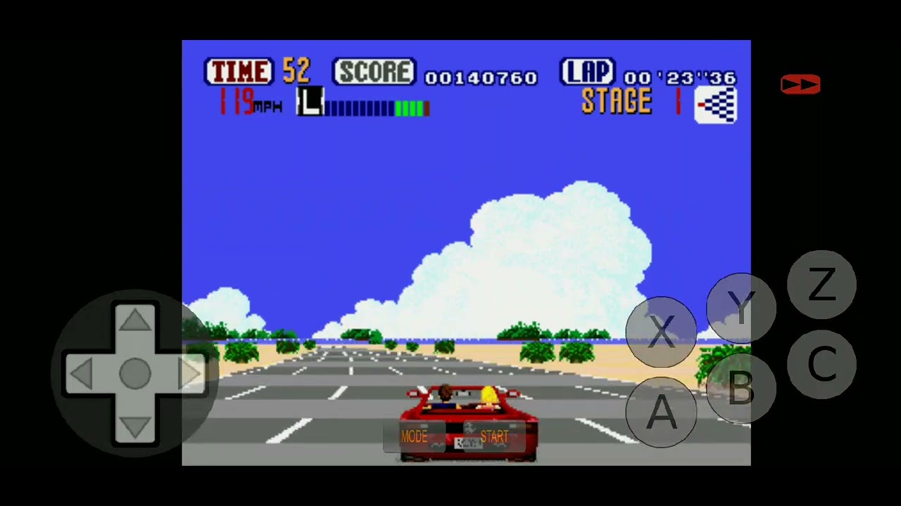 Outrun on Sega Genesis emulator Android gameplay YouTube