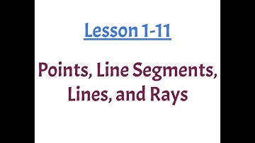 Lesson 1-11 - Points, Line Segments, Lines, and Rays