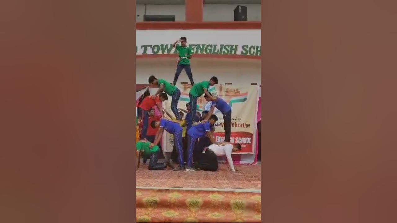 pyramid formation in Oxford town English school #jai ho song#viral
