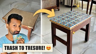 Hacking My Coffee Table with Pinterest Vibes! DIY Tile Table #furniturehack