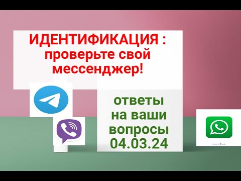 ИДЕНТИФИКАЦИЯ : проверьте настройки мессенджеров! Ответы на ваши вопросы 04.03.2024