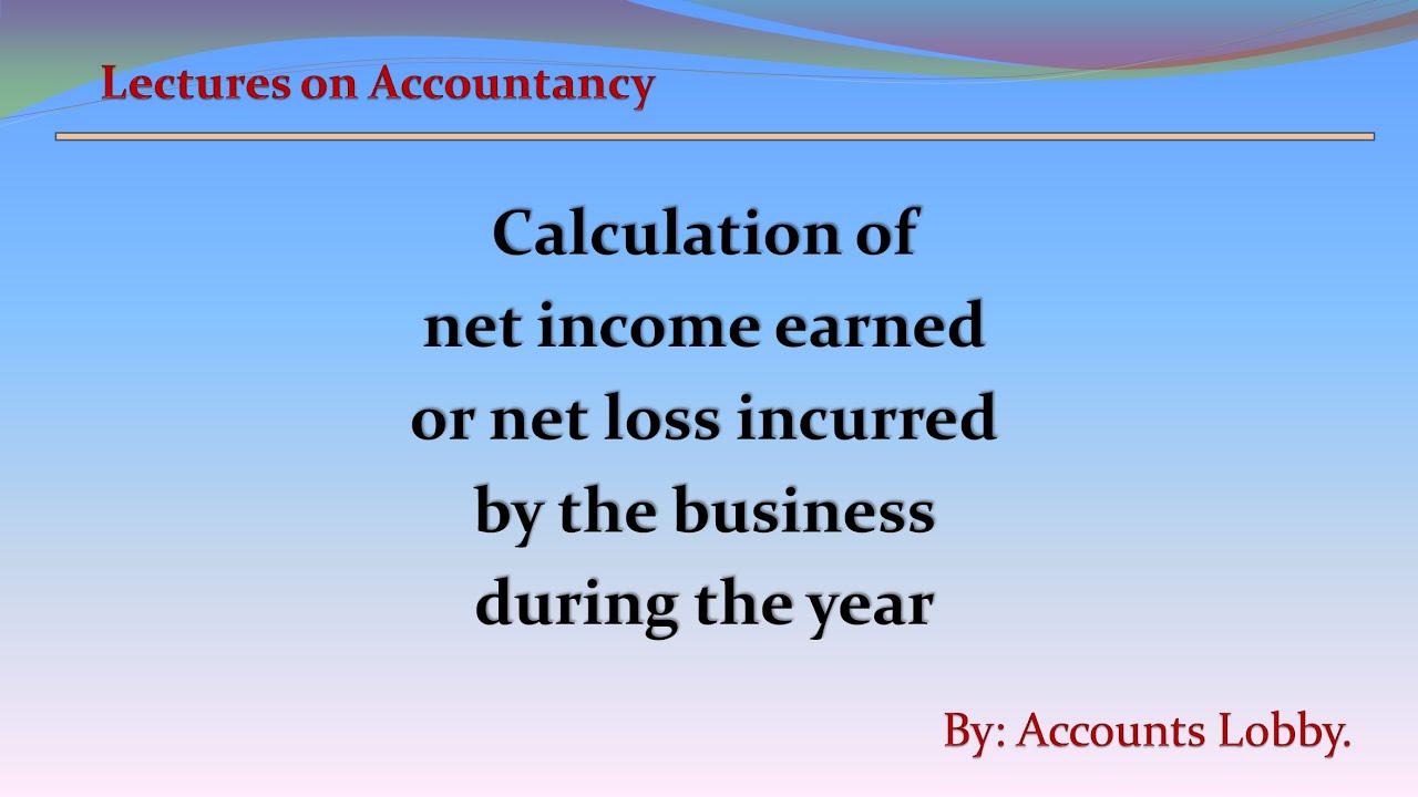 Sole Proprietorship Calculation of Profits or Losses incurred during the year. YouTube