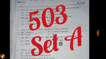 NIOS D.el.ed course 503 set A. Ka objective answer key exam 02 June 2018