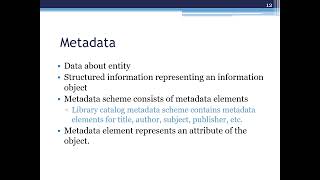 Information Representation and Metadata recording 1