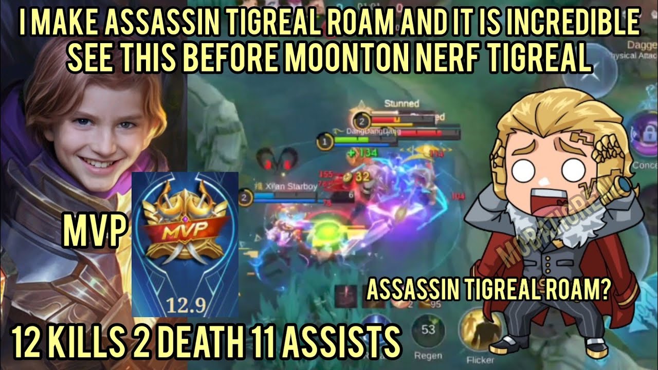 I Make ASSASSIN TIGREAL ROAM Target Hayabusa Jungle!!! Crazy MVP Gameplay | MLBB | Mobilelegends |