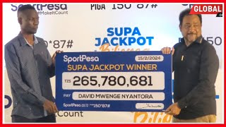 SPORTPESA YAMTANGAZA MSHINDI wa JACKPOT ya MILIONI 265 BAADA ya KUBASHIRI MICHEZO 13 kwa USAHIHI