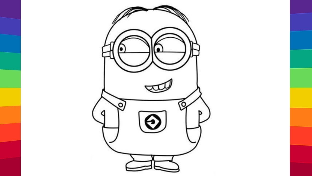 Easy How to Draw a Minion Tutorial Video and Coloring Page