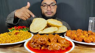 SPICY BUTTER CHICKEN, DAL, CHILLI, DUM ALOO WITH LUCHI EATING SHOW | ASMR MUKBANG | EATING VIDEOS