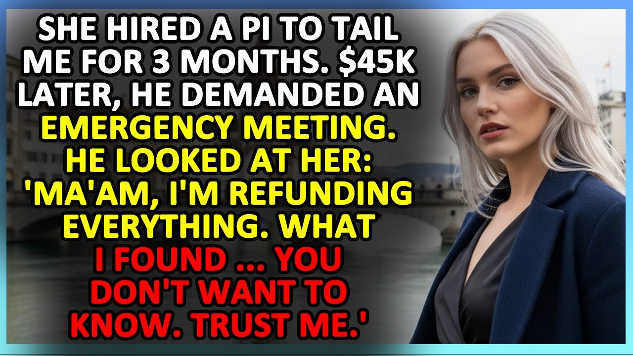 She Hired A PI To Tail Me For 3 Months  $45k Later, He Demanded An Emergency Meeting  Narrated story