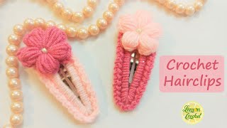 How to Crochet Hair Clips| Beginners Crochet Tutorials | Lemon Crochet